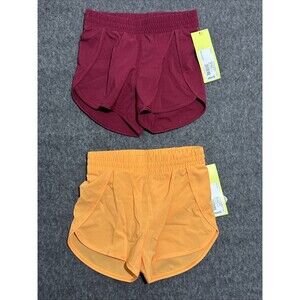 All In Motion Girl' Shorts 2 Pairs Orange Maroon Extra Small 4-5